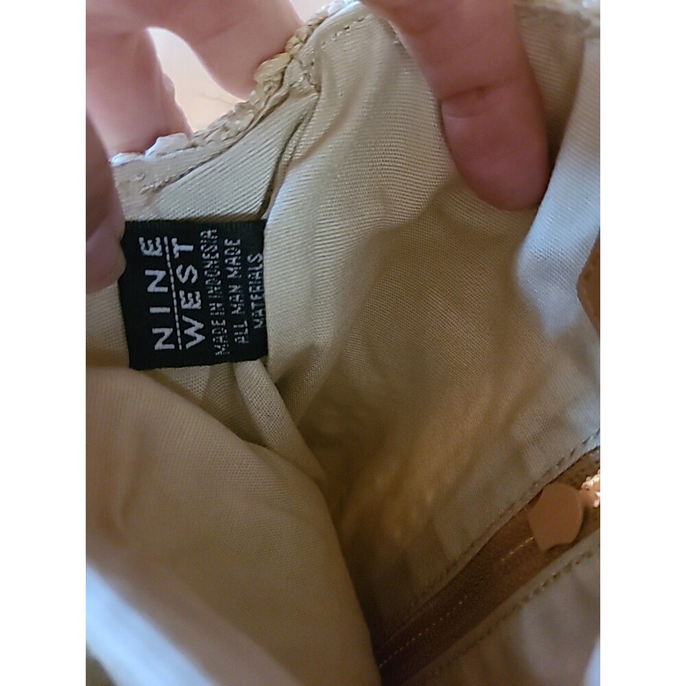 NINE WEST*Vegan* Straw Woven * 2 Tone Natural Colors*Nautical boho - Picture 5 of 13